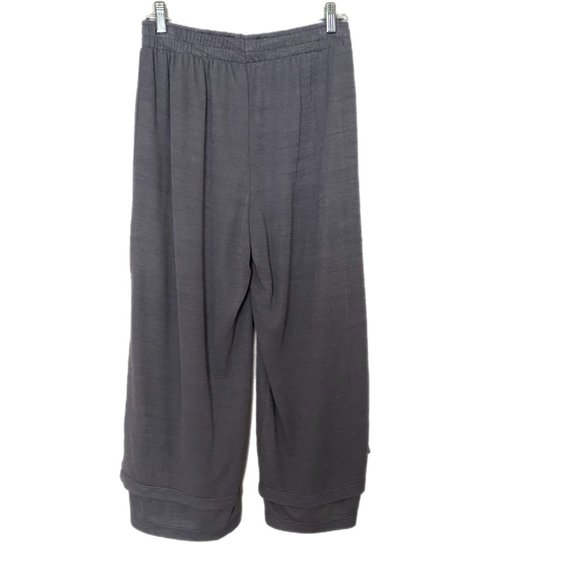 Pickadilly Canada Pebble Grey Bonnies Cropped Knit Layered Side Button Pants M - Picture 6 of 8